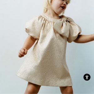 NWT Zara 3D Bow Dress Gold size 3-4
